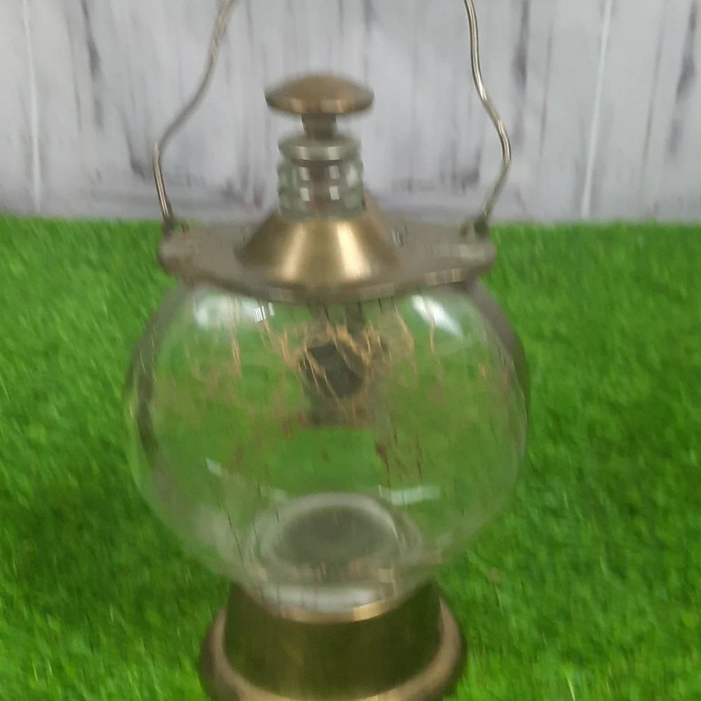 Vintage Brass and Glass Ship Lantern Wind Up Musical